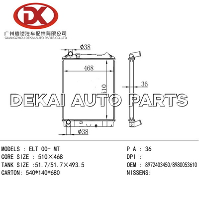 Пластиковая алюминиевая тележка 8971771930 8973874661 Isuzu радиатора 8973710110